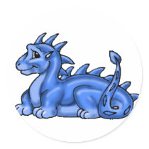 Blue Baby Dragon Round Sticker