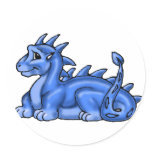 Blue Baby Dragon Round Sticker