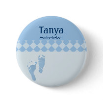 Blue Baby Feet Baby Shower Name Tag Button