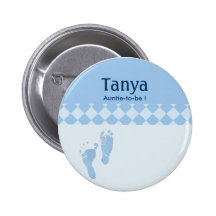 Blue Baby Feet Baby Shower Name Tag Button