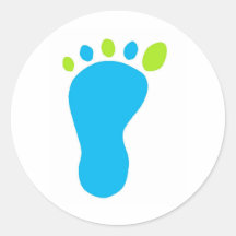 Blue Baby Foot Round Stickers