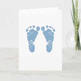 Blue baby footprints card
