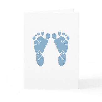 Blue baby footprints card