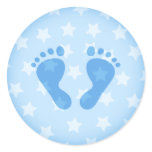 Blue baby footprints on a starry background stickers