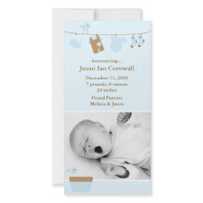 Blue Baby Laundry Birth Announcement photocard