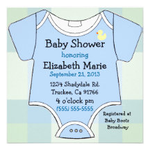 Blue Baby Outfit-Shower Personalized Invitation