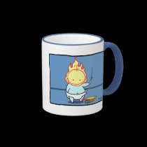 Blue Baby Plays with Matches Mug mugs