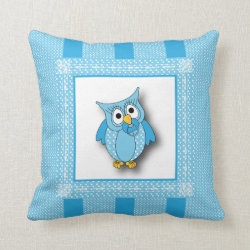 Blue Baby Polka Dotted Owl Pillow