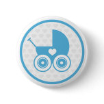 Blue Baby Pram Icon Button Badge