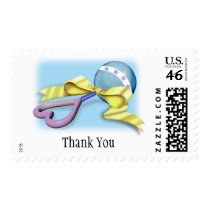 Blue Baby Rattle It's A Boy Postage Stamp