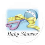 Blue Baby Rattle It's A Boy Round Sticker