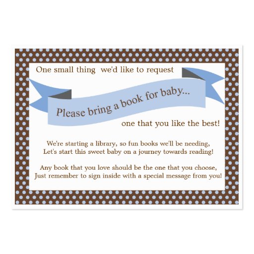 Blue Baby Shower Book Insert Request Card Business Cards