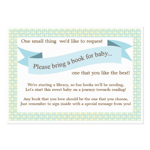 Blue Baby Shower Book Insert Request Card Business Card Template