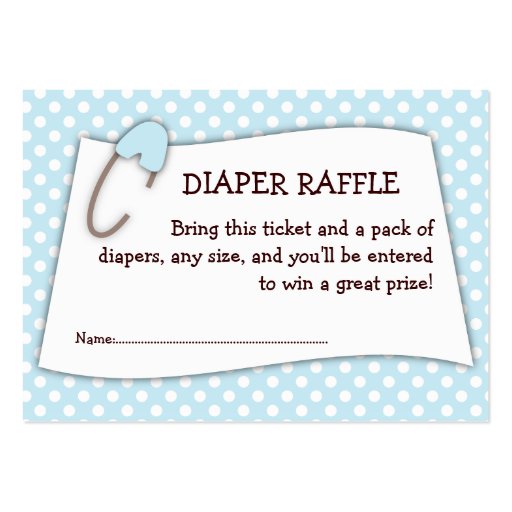 Blue Baby Shower Diaper Raffle Ticket Insert Business Card Template (front side)