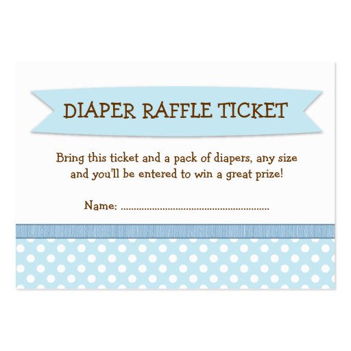 Blue Baby Shower Diaper Raffle Ticket Insert Business Card (front side)
