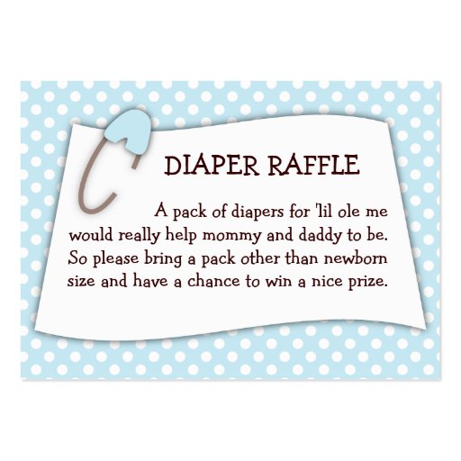 Blue Baby Shower Diaper Raffle Ticket Insert Business Card Template (front side)