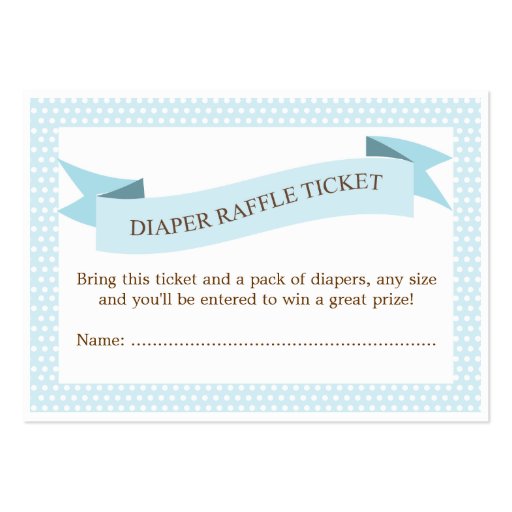 Blue Baby Shower Diaper Raffle Ticket Insert Business Cards (front side)