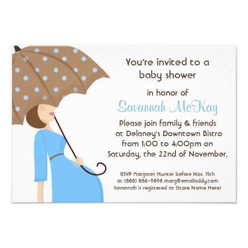 Blue Baby Shower - Modern Mommy Baby Bump Personalized Invite