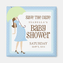 Blue Baby Shower Save The Date Fridge Magnets