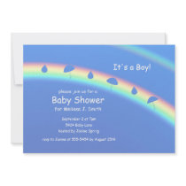 Blue Baby Shower Umbrella Drops Invite