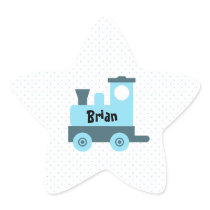 Blue Baby Toy Train Round Sticker