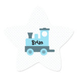 Blue Baby Toy Train Round Sticker