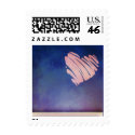 Blue background - pink heart love stamp stamp