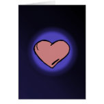 Blue background with pink love heart greeting card