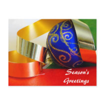 Blue Ball and Ribbon Postcard by ArianaMurphy Blue Ball and Ribbon Postcard