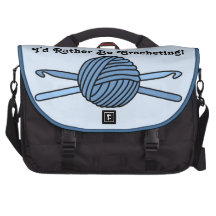 Blue Ball of Yarn & Crochet Hooks (Blue Back) Bags For Laptop