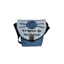 Blue Ball of Yarn & Crochet Hooks (Blue Back) Courier Bag