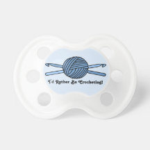Blue Ball of Yarn & Crochet Hooks (Blue Back) Pacifiers