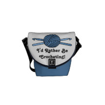 Blue Ball of Yarn & Crochet Hooks Courier Bags
