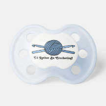 Blue Ball of Yarn & Crochet Hooks Pacifiers
