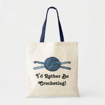 Blue Ball of Yarn & Crochet Hooks Tote Bag