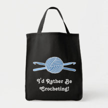 Blue Ball of Yarn & Crochet Hooks Tote Bags