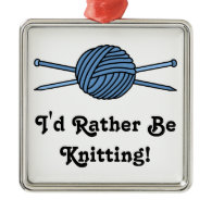 Blue Ball of Yarn & Knitting Needles Christmas Tree Ornament