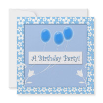 Blue Balloons Birthday Party Invitations