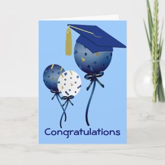 Blue Balloons Custom Graduation Card zazzle_card