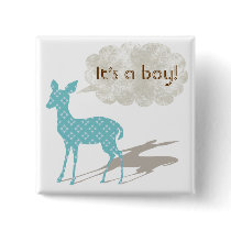 Blue Bambi Baby Boy Announcement Button
