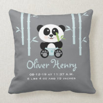 Blue Bamboo Panda Baby Announcement Pillow pillows