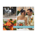 Blue band modern 3 photo montage thank you note postcard