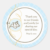Blue Baptism/Christening Favor Sticker