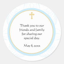Blue Baptism/Christening Favor Sticker