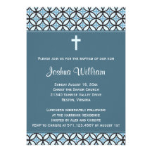 Blue Baptism/Christening Invite (no photo)