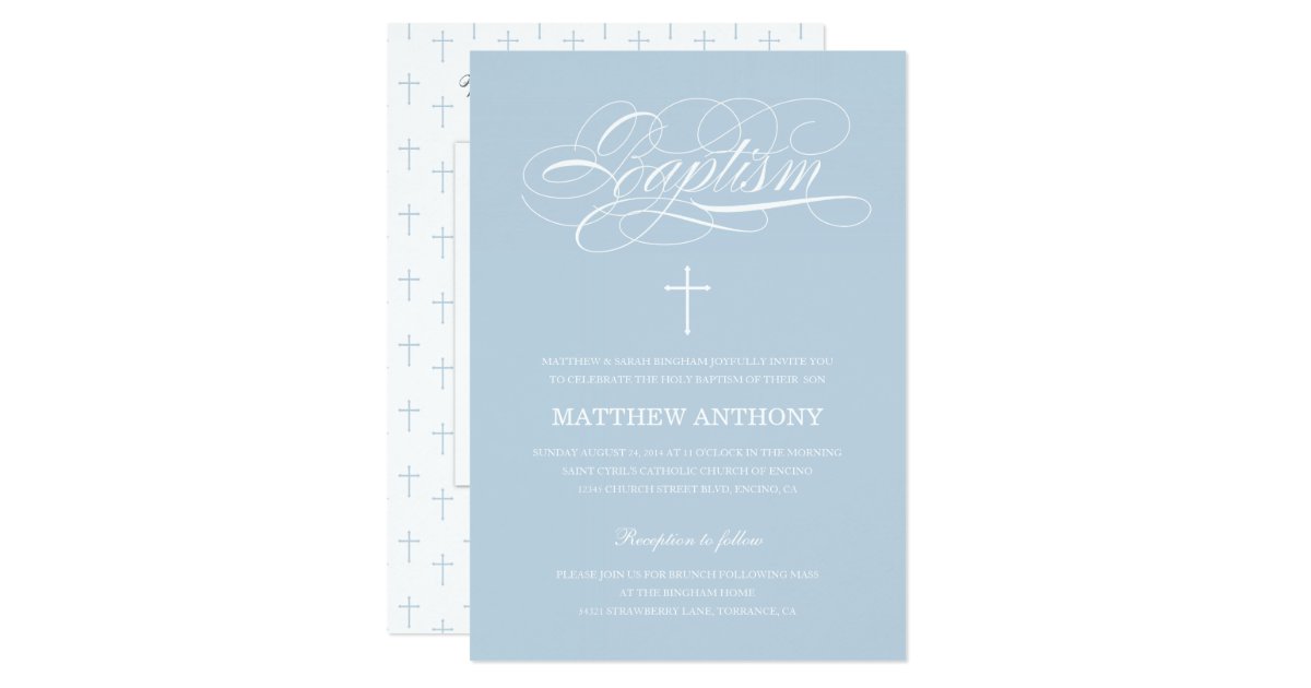 Blue Baptism Invitation Christening Invitation Zazzle