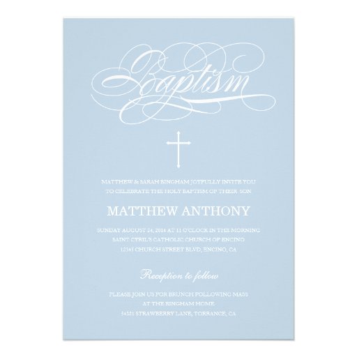 Blue Baptism Invitation | Christening Invitation (front side)