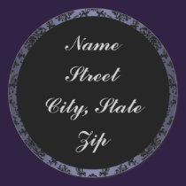 Blue Baroque Black Lace Address Labels stickers