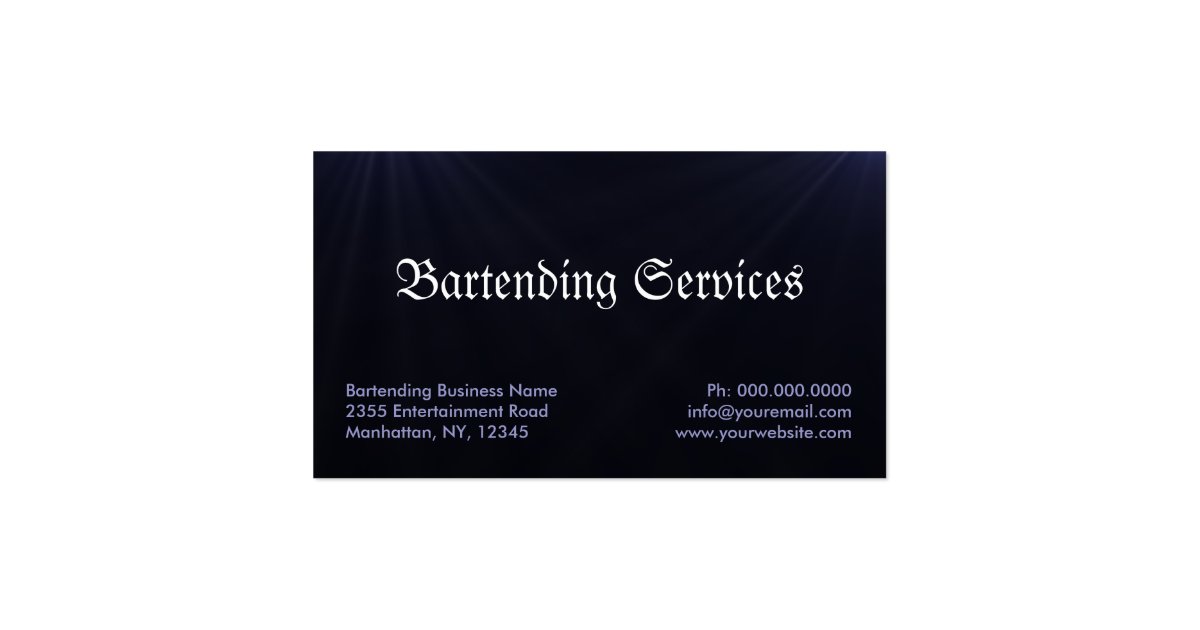 Blue Bartending Services Bartender Business Cards Zazzle