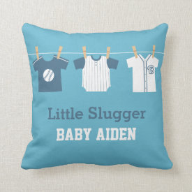 Blue Baseball Baby Boy Nursery Decor Pillow